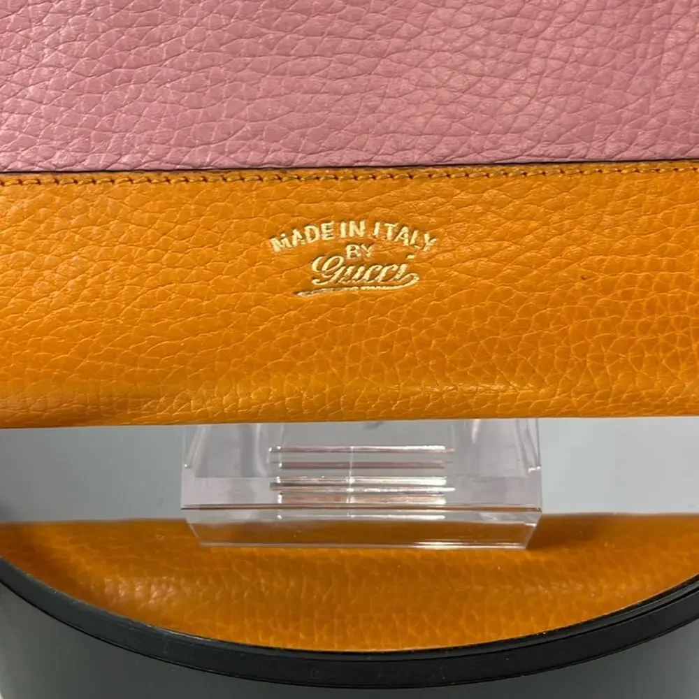 GUCCI Japan Exclusive Pink & Orange Leather Bamboo Zip Long Wallet $950 COA EUC - Picture 3 of 16